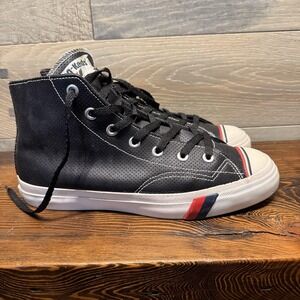 Pro Keds Shoes Mens Size 9 Leather Black High Top Perforated Athletic Sneakers